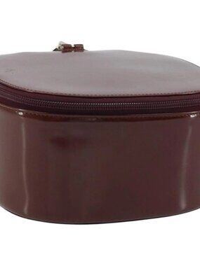 GUCCI Hand Bag Patent leather Brown Silver Auth ep13600